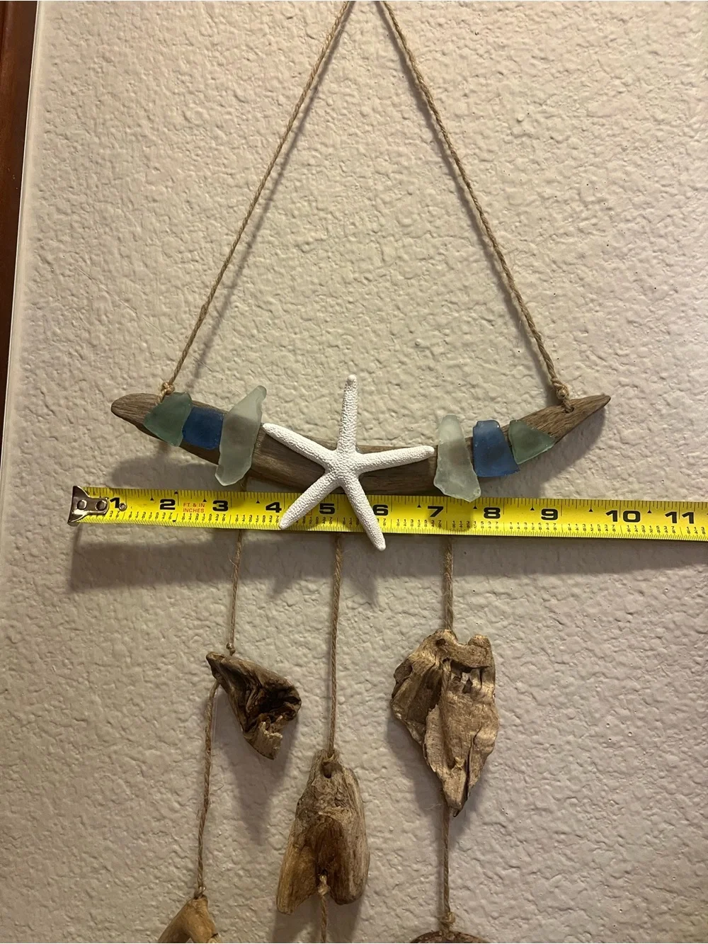Handmade Driftwood Seaglass Starfish Hanging Wall Decor - Coastal Beach Decor